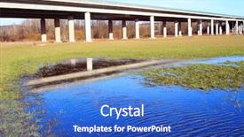  Presentation with cable stayed bridge over river - PPT layouts featuring highway bridge over radbuza river background and a cobalt blue colored foreground