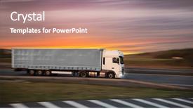  Presentation with cargo transportation - Colorful slide deck enhanced with highway cargo transportation concept shaving backdrop and a coral colored foreground