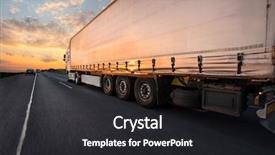  Presentation with cargo transportation - Slide deck featuring highway cargo transportation concept shaving background and a dark gray colored foreground