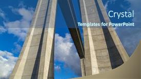  Presentation with bridge concrete - Theme having highway-concrete-bridge-from-below background and a ocean colored foreground