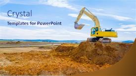  Presentation with highway construction - Slide set with highway-construction-in-devastated-landscape background and a light blue colored foreground