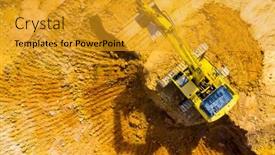  Presentation with highway construction - Slide deck featuring highway-construction-in-devastated-landscape background and a gold colored foreground