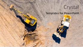  Presentation with highway construction - Audience pleasing slide set consisting of highway-construction-in-devastated-landscape backdrop and a mint green colored foreground