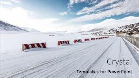  Presentation with snow mountain - Presentation design enhanced with highway covered snow through mountain background and a lemonade colored foreground