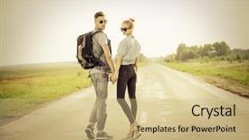  Presentation with jeans denim - Amazing PPT layouts having highway denim style sepia backdrop and a coral colored foreground