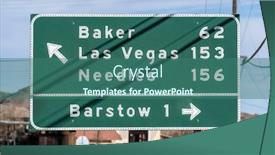  Presentation with las vegas sign - Amazing presentation design having highway-directional-sign-pointing-towards backdrop and a ocean colored foreground