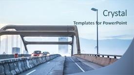  Presentation with highway - Amazing slide deck having highway downtown in heavy fog backdrop and a  colored foreground