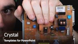  Presentation with blue circuit board solderings - Presentation theme featuring highway engineering research - guy holding circuit board background and a tawny brown colored foreground