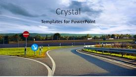  Presentation with fork road - Amazing slide deck having highway fork in the road germany early autumn in the morning backdrop and a light blue colored foreground