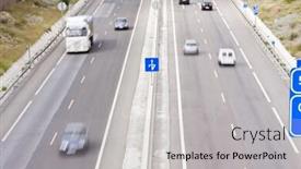  Presentation with vehicles - Amazing slides having highway full of blurred vehicles at high speed backdrop and a light gray colored foreground