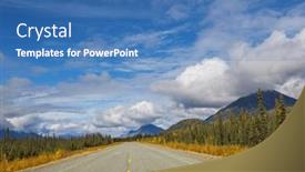  Presentation with states - Presentation design having highway-in-alaska-united-states background and a teal colored foreground