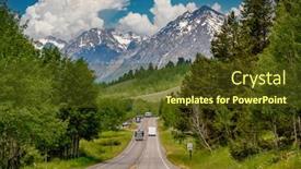  Presentation with teton - Beautiful theme featuring highway-in-grand-teton-national backdrop and a tawny brown colored foreground