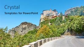  Presentation with highway - Slides consisting of highway-leading-to-the-monastery background and a teal colored foreground