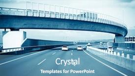  Presentation with bus - Presentation having highway of japan view background and a teal colored foreground