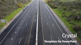  Presentation with beautiful green - Cool new PPT theme with highway on a toll road backdrop and a dark gray colored foreground