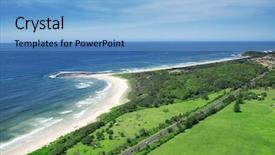  Presentation with coastal - PPT theme enhanced with highway planing - aerial shot of coastal region background and a  colored foreground