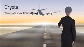  Presentation with road safety education - Cool new slide deck with highway planing - businesswoman pointing against road leading backdrop and a  colored foreground