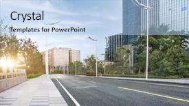  Presentation with traffic road - Slide set enhanced with highway planing - city empty traffic road background and a light blue colored foreground