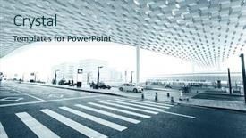  Presentation with building automation - PPT theme consisting of highway planing - scene of airport building background and a  colored foreground