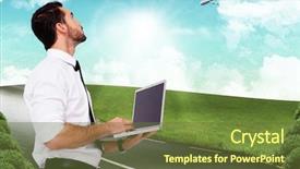  Presentation with businessman standing on mountain top - Slides featuring highway planing - sophisticated businessman standing using background and a tawny brown colored foreground