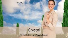  Presentation with road to excellenace - Presentation design featuring highway planing - thinking businesswoman against road leading background and a lemonade colored foreground