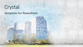  Presentation with urban buildings - Presentation design consisting of highway projects - background sketch image with buildings background and a sky blue colored foreground