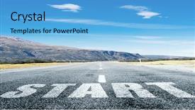 Presentation with asphalt road - PPT theme with highway projects - start word as motivation writen background and a light blue colored foreground