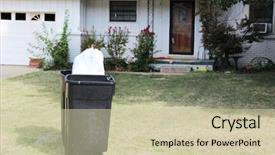  Presentation with house - Theme enhanced with highway recycling - large trashcan near a house background and a  colored foreground