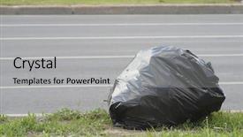  Presentation with recycling - Theme with highway recycling asphalt - image of garbage disposal bag background and a light gray colored foreground