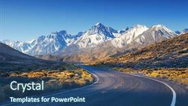  Presentation with highway - Colorful PPT theme enhanced with highway road in usa mountains backdrop and a ocean colored foreground