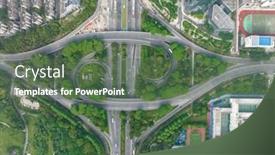  Presentation with transportation infrastructure - Presentation theme with highway-road-junction-in-metropolis background and a gray colored foreground