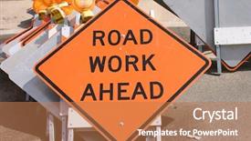  Presentation with road safety - Cool new slide deck with highway safety - traffic sign series road work backdrop and a coral colored foreground