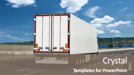  Presentation with trucks - Colorful PPT theme enhanced with highway shipping and transportation backdrop and a gray colored foreground
