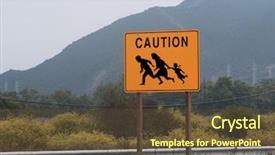  Presentation with highway - Presentation theme with highway sign showing family crossing background and a tawny brown colored foreground