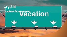  Presentation with highway road sign - Cool new presentation theme with highway sign with sunrise sky backdrop and a teal colored foreground
