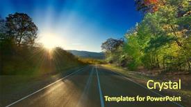  Presentation with lights through forest - Colorful PPT layouts enhanced with highway sunset - asphalt road through the forest backdrop and a tawny brown colored foreground