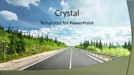  Presentation with fork road - Beautiful PPT theme featuring highway sunset - road in north forest backdrop and a  colored foreground