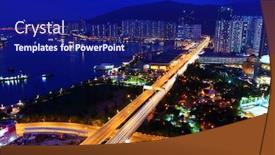  Presentation with city night - Audience pleasing slide set consisting of highway system in city backdrop and a navy blue colored foreground