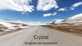  Presentation with tibet - Amazing slide deck having highway through mountain in tibet backdrop and a light gray colored foreground