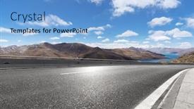  Presentation with blue mountain - Cool new PPT layouts with highway-through-mountain-with-blue backdrop and a light blue colored foreground