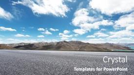  Presentation with blue mountain - PPT layouts having highway-through-mountain-with-blue background and a gray colored foreground