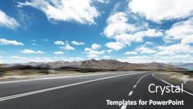  Presentation with blue mountain - Slide set consisting of highway through mountain with blue sky background and a dark gray colored foreground