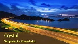  Presentation with sunset water dolphin - PPT theme consisting of highway traffic sunset by water background and a  colored foreground