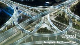  Presentation with smart transportation system - Presentation theme with highway transportation system highway interchange background and a gray colored foreground