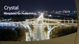  Presentation with smart transportation system - PPT theme featuring highway transportation system highway interchange background and a wine colored foreground