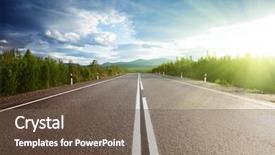  Presentation with road trip - Theme enhanced with highway trip - road in russian mountains background and a violet colored foreground