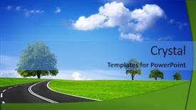  Presentation with green travel - Theme with highway trip - travel and green landscape background and a light blue colored foreground