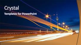  Presentation with highway - Audience pleasing PPT theme consisting of highway under the bridge backdrop and a navy blue colored foreground