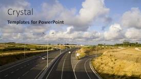  Presentation with highway - Presentation theme with highway-with-a-cloudscape-scenic background and a light blue colored foreground
