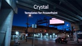  Presentation with bus train - PPT theme with highway with cta bus background and a navy blue colored foreground